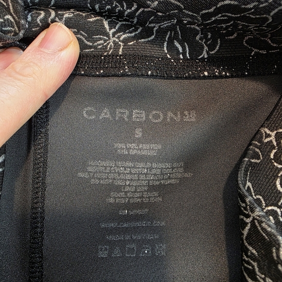 Carbon38 Black High Rise 7/8 Lace Floral Pearl Print Metallic Silver Leggings S - Picture 6 of 9